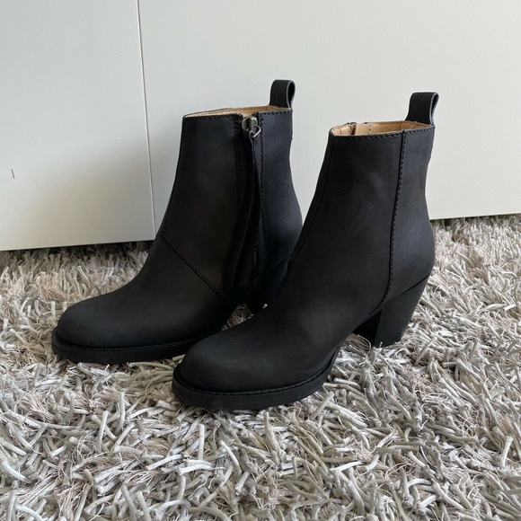 Acne Black Leather Pistola Ankle Boots - Picture 5 of 10